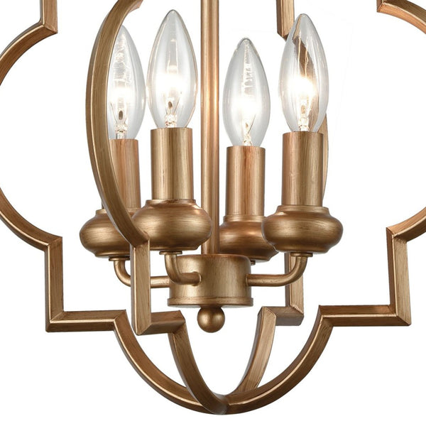 Atlas Chandette 14-Inch Wide 4-Light Chandelier - Timeless Quatrefoil Design for Elegant Ambiance Matte Gold CL11122-BS