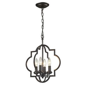 Atlas Chandette 14-Inch Wide 4-Light Chandelier - Timeless Quatrefoil Design for Elegant Ambiance Oil Rubbed Bronze CL11122-BZ