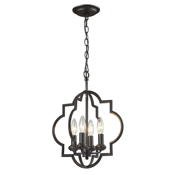 Atlas Chandette 14-Inch Wide 4-Light Chandelier - Timeless Quatrefoil Design for Elegant Ambiance Oil Rubbed Bronze CL11122-BZ
