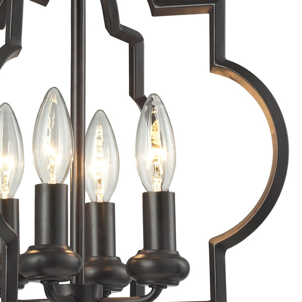 Atlas Chandette 14-Inch Wide 4-Light Chandelier - Timeless Quatrefoil Design for Elegant Ambiance Oil Rubbed Bronze CL11122-BZ