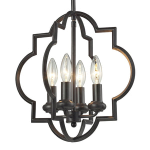 Atlas Chandette 14-Inch Wide 4-Light Chandelier - Timeless Quatrefoil Design for Elegant Ambiance Oil Rubbed Bronze CL11122-BZ