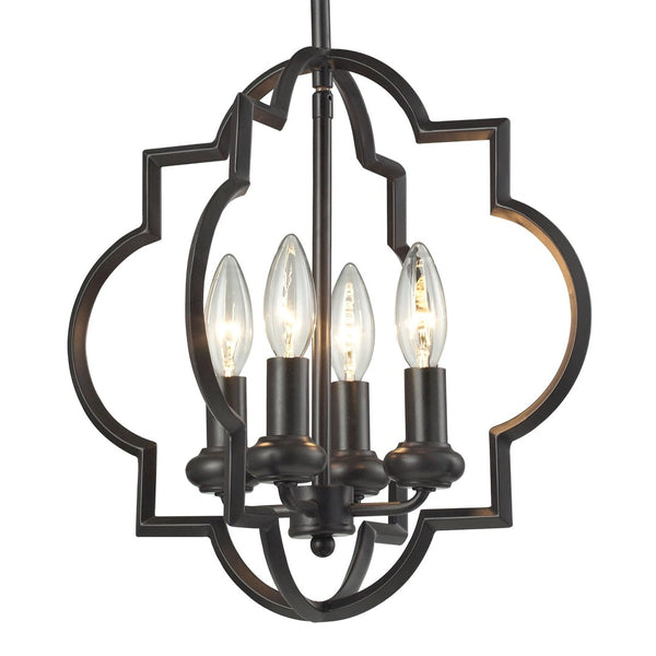 Atlas Chandette 14-Inch Wide 4-Light Chandelier - Timeless Quatrefoil Design for Elegant Ambiance Oil Rubbed Bronze CL11122-BZ
