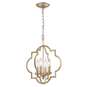 Atlas Chandette 14-Inch Wide 4-Light Chandelier - Timeless Quatrefoil Design for Elegant Ambiance Aged Silver CL11122-GD