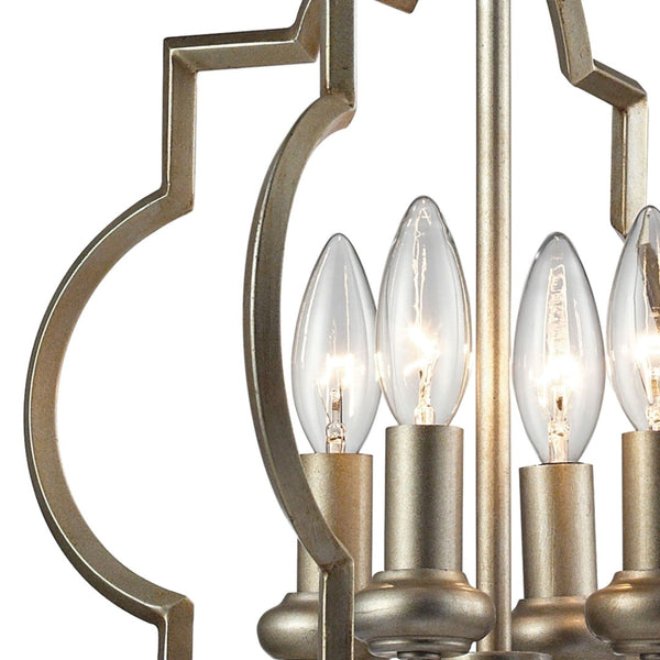 Atlas Chandette 14-Inch Wide 4-Light Chandelier - Timeless Quatrefoil Design for Elegant Ambiance Aged Silver CL11122-GD
