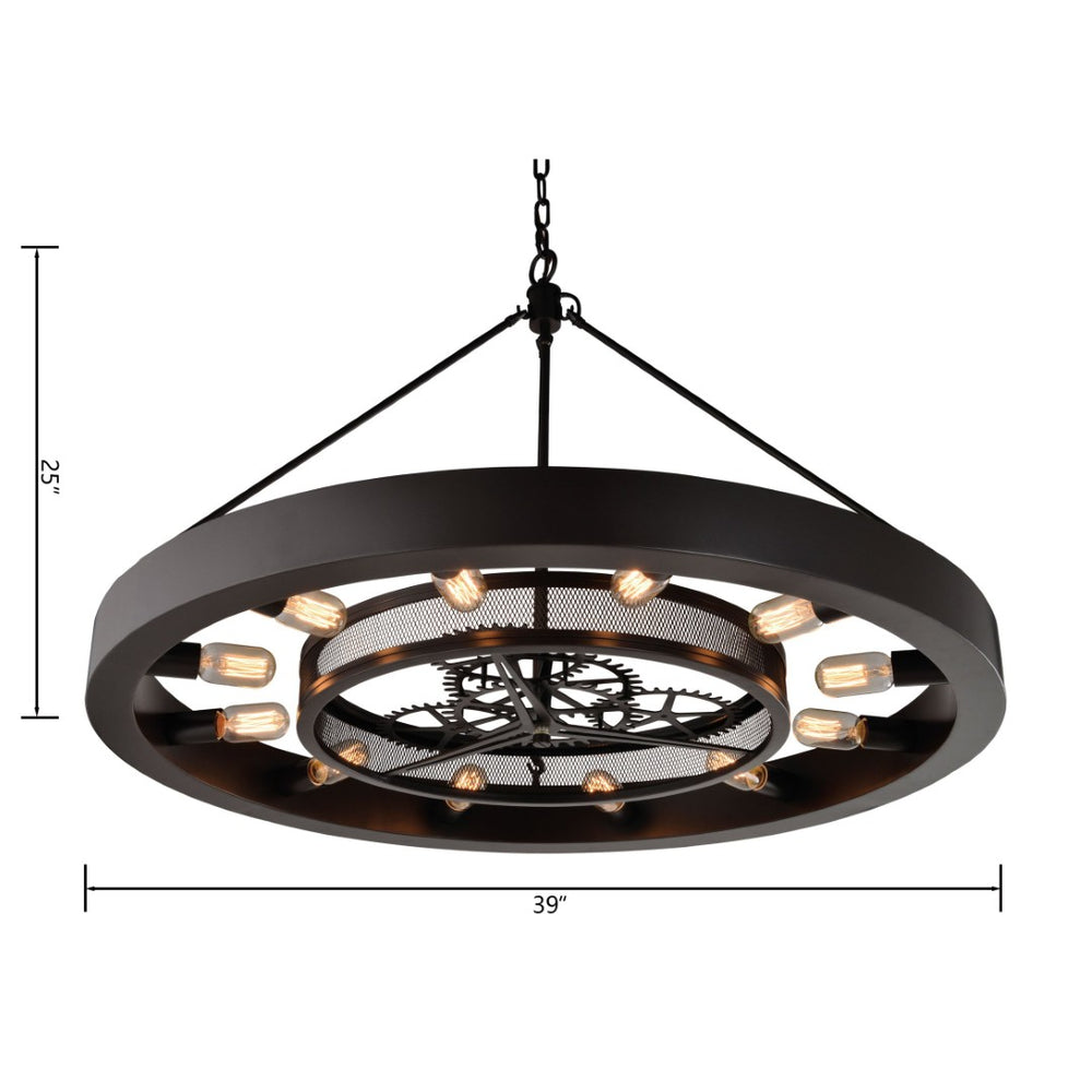 Atlas Chronology 39" Wide 12-Light Chandelier – Industrial Elegance in Oil Rubbed Bronze for Stunning Spaces CL11124-BZ