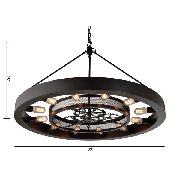 Atlas Chronology 39" Wide 12-Light Chandelier – Industrial Elegance in Oil Rubbed Bronze for Stunning Spaces CL11124-BZ
