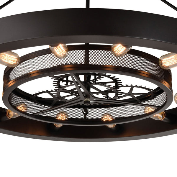 Atlas Chronology 39" Wide 12-Light Chandelier – Industrial Elegance in Oil Rubbed Bronze for Stunning Spaces CL11124-BZ