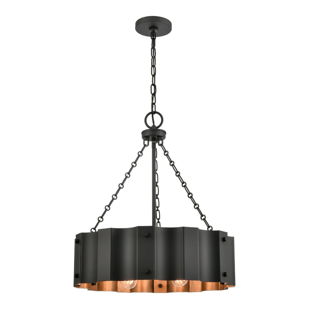 Atlas Clausten 21'' Wide 4-Light Industrial Chandelier - Striking Metal Design for Bold Home Illumination Black CL11126-BK