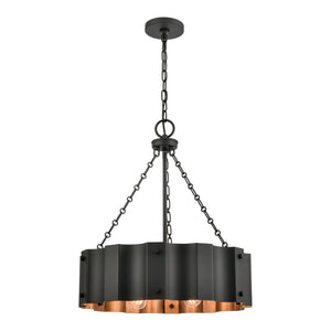 Atlas Clausten 21'' Wide 4-Light Industrial Chandelier - Striking Metal Design for Bold Home Illumination Black CL11126-BK