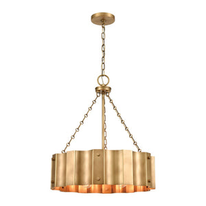 Atlas Clausten 21'' Wide 4-Light Industrial Chandelier - Striking Metal Design for Bold Home Illumination Brass CL11126-BS