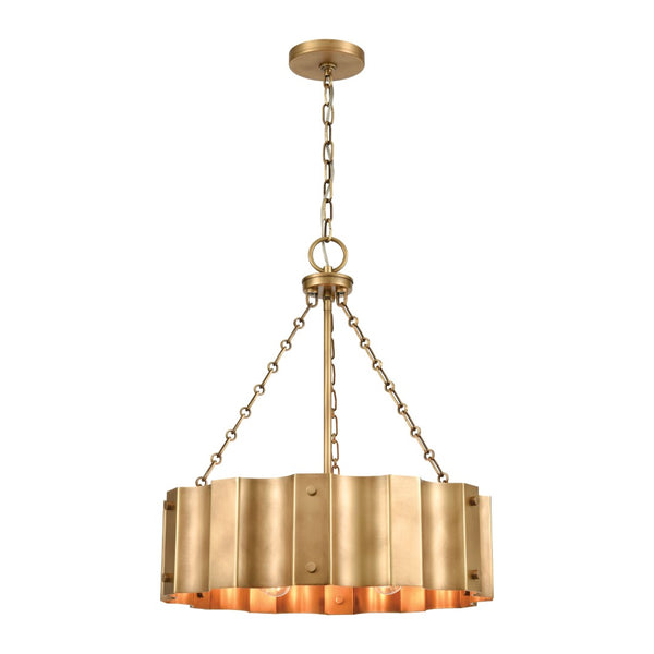 Atlas Clausten 21'' Wide 4-Light Industrial Chandelier - Striking Metal Design for Bold Home Illumination Brass CL11126-BS