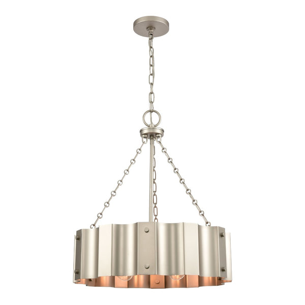 Atlas Clausten 21'' Wide 4-Light Industrial Chandelier - Striking Metal Design for Bold Home Illumination Matte Nickel CL11126-NK