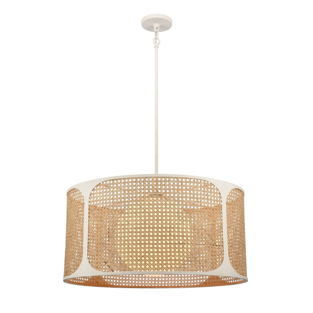 Atlas Coastal Breeze 27" Wide 1-Light Chandelier - Elegant Wicker Shade & White Coral Finish for Homes CL11127-WH
