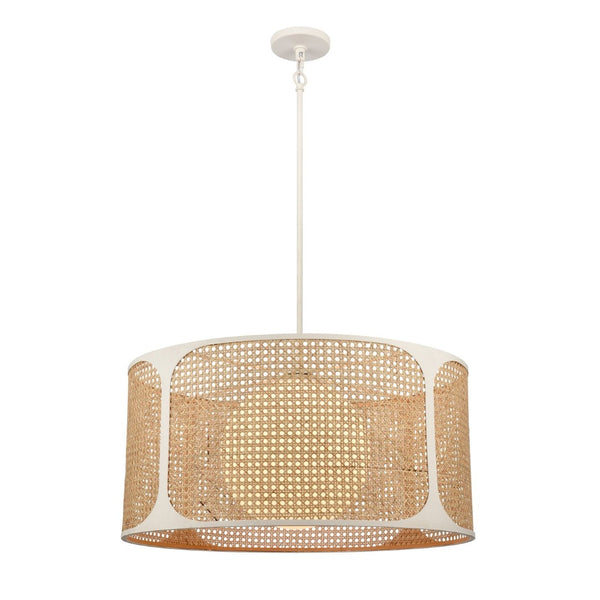 Atlas Coastal Breeze 27" Wide 1-Light Chandelier - Elegant Wicker Shade & White Coral Finish for Homes CL11127-WH