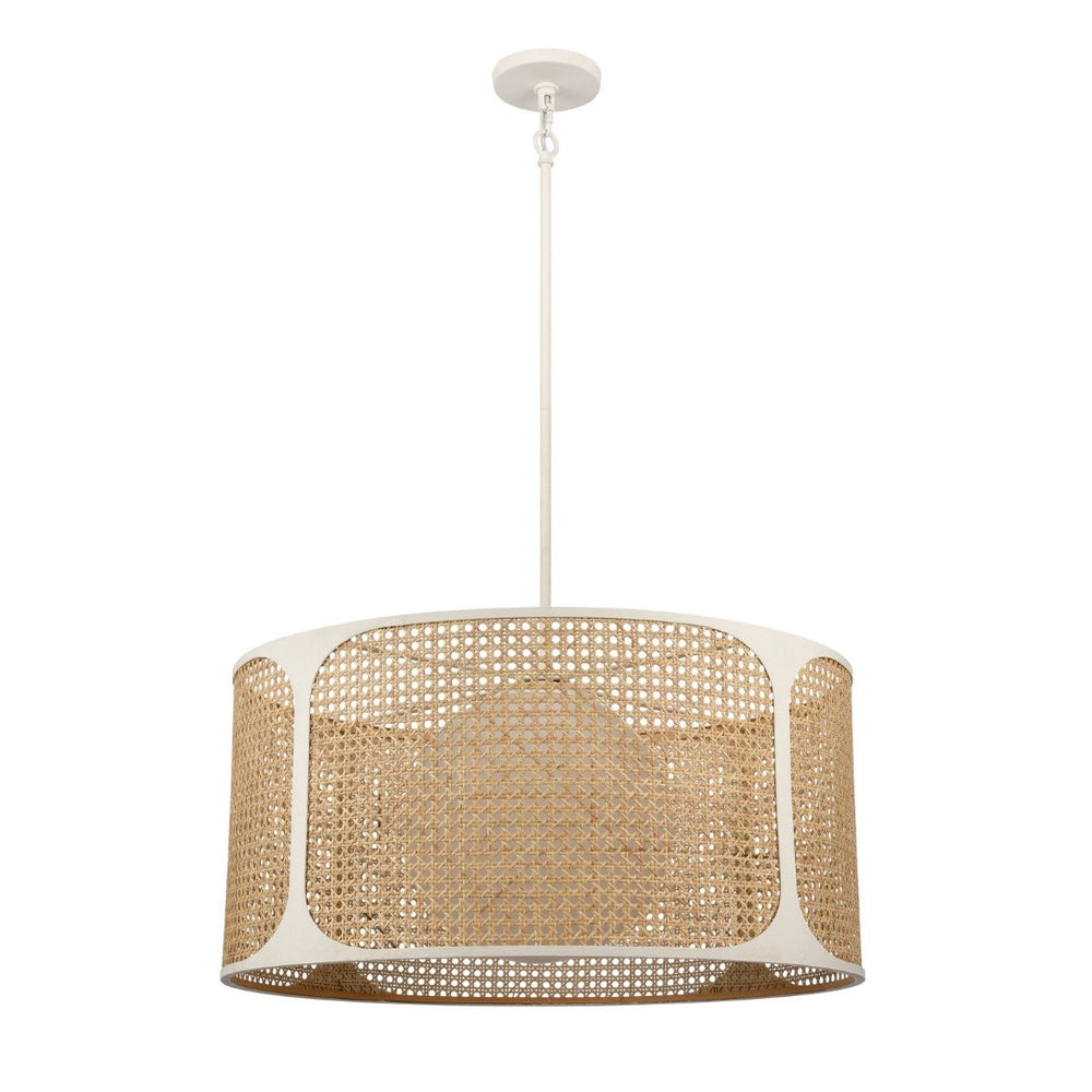 Atlas Coastal Breeze 27" Wide 1-Light Chandelier - Elegant Wicker Shade & White Coral Finish for Homes CL11127-WH