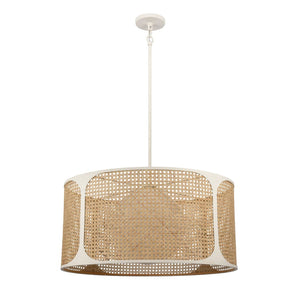 Atlas Coastal Breeze 27" Wide 1-Light Chandelier - Elegant Wicker Shade & White Coral Finish for Homes CL11127-WH