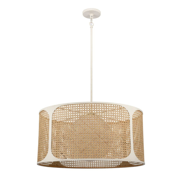 Atlas Coastal Breeze 27" Wide 1-Light Chandelier - Elegant Wicker Shade & White Coral Finish for Homes CL11127-WH