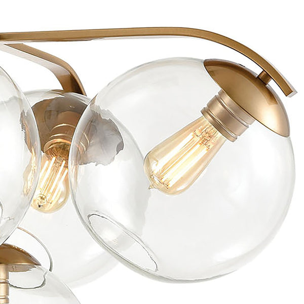 Atlas Collective Mid-Century Modern 5-Light Chandelier with Elegant Glass Globes for Stylish Interiors Satin Brass 28'' CL11128-BS