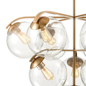 Atlas Collective Mid-Century Modern 5-Light Chandelier with Elegant Glass Globes for Stylish Interiors Satin Brass 36'' CL11129-BS