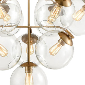 Atlas Collective Mid-Century Modern 5-Light Chandelier with Elegant Glass Globes for Stylish Interiors Satin Brass 36'' CL11129-BS