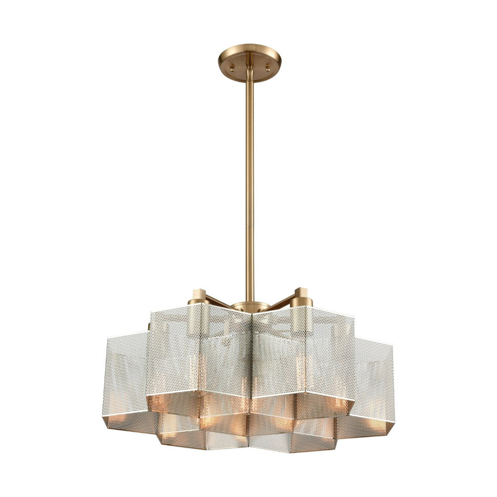 Atlas Compartir 20'' Wide 7-Light Chandelier - Modern Honeycomb Design in Polished Nickel & Brass Finish CL11130-BS