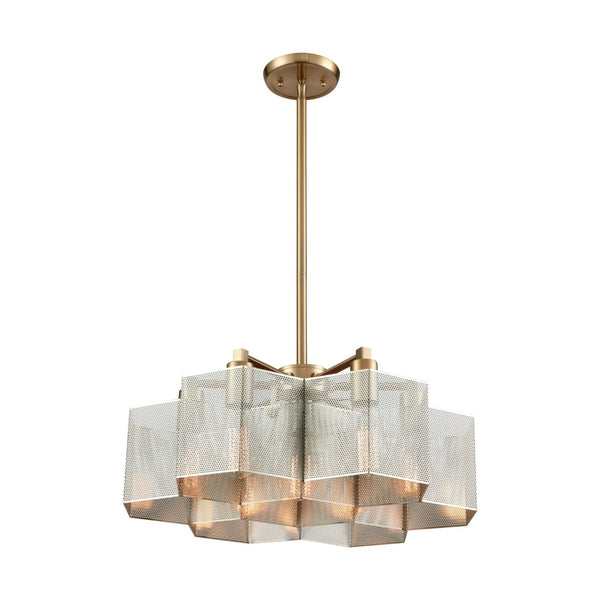 Atlas Compartir 20'' Wide 7-Light Chandelier - Modern Honeycomb Design in Polished Nickel & Brass Finish CL11130-BS