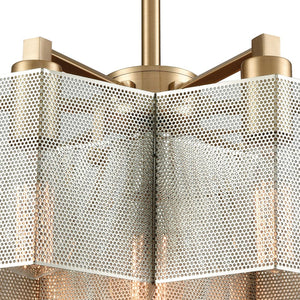 Atlas Compartir 20'' Wide 7-Light Chandelier - Modern Honeycomb Design in Polished Nickel & Brass Finish CL11130-BS