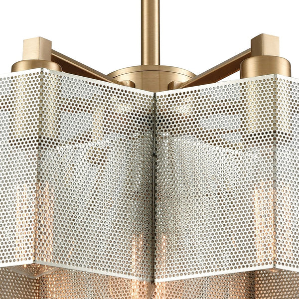 Atlas Compartir 20'' Wide 7-Light Chandelier - Modern Honeycomb Design in Polished Nickel & Brass Finish CL11130-BS