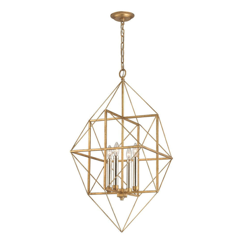 Atlas Connexions Modern Geometric Chandelier - Elegant Open-Wire Design for Glamorous Interiors Gold Leaf 16'' CL11132-GD