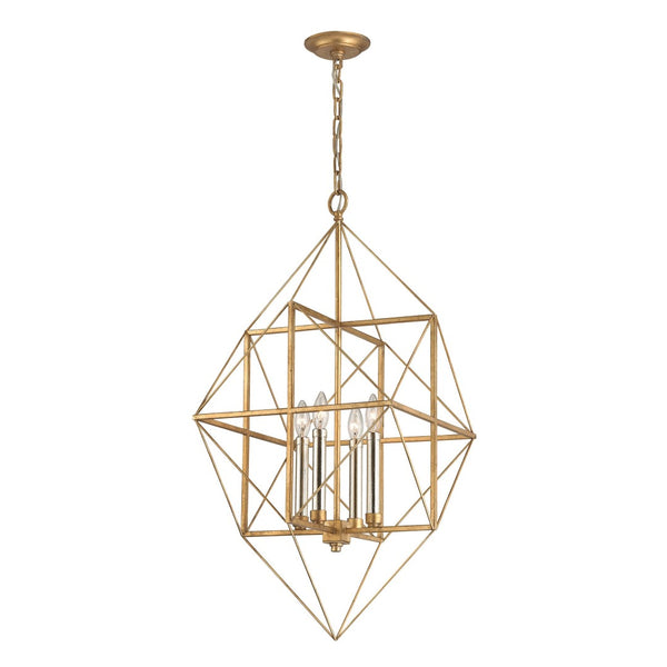 Atlas Connexions Modern Geometric Chandelier - Elegant Open-Wire Design for Glamorous Interiors Gold Leaf 16'' CL11132-GD