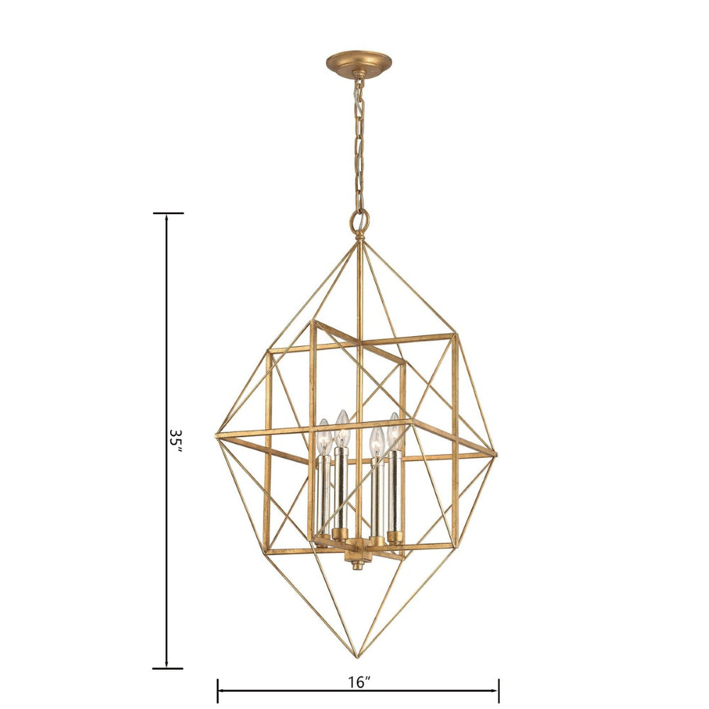 Atlas Connexions Modern Geometric Chandelier - Elegant Open-Wire Design for Glamorous Interiors Gold Leaf 16'' CL11132-GD