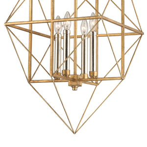 Atlas Connexions Modern Geometric Chandelier - Elegant Open-Wire Design for Glamorous Interiors Gold Leaf 16'' CL11132-GD
