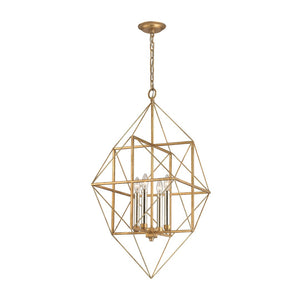 Atlas Connexions Modern Geometric Chandelier - Elegant Open-Wire Design for Glamorous Interiors Gold Leaf 16'' CL11132-GD