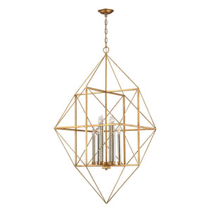 Atlas Connexions Modern Geometric Chandelier - Elegant Open-Wire Design for Glamorous Interiors Gold Leaf 24'' CL11133-GD