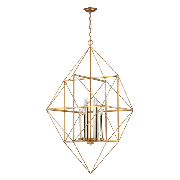 Atlas Connexions Modern Geometric Chandelier - Elegant Open-Wire Design for Glamorous Interiors Gold Leaf 24'' CL11133-GD