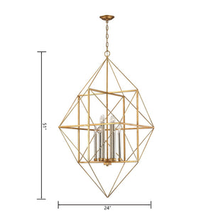 Atlas Connexions Modern Geometric Chandelier - Elegant Open-Wire Design for Glamorous Interiors Gold Leaf 24'' CL11133-GD