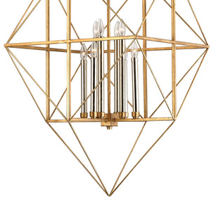 Atlas Connexions Modern Geometric Chandelier - Elegant Open-Wire Design for Glamorous Interiors Gold Leaf 24'' CL11133-GD