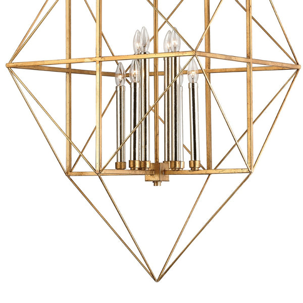 Atlas Connexions Modern Geometric Chandelier - Elegant Open-Wire Design for Glamorous Interiors Gold Leaf 24'' CL11133-GD