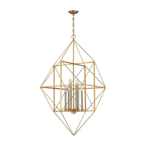 Atlas Connexions Modern Geometric Chandelier - Elegant Open-Wire Design for Glamorous Interiors Gold Leaf 24'' CL11133-GD