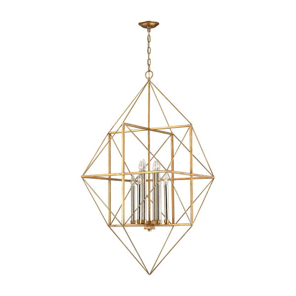 Atlas Connexions Modern Geometric Chandelier - Elegant Open-Wire Design for Glamorous Interiors Gold Leaf 24'' CL11133-GD