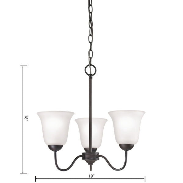 Atlas Conway 19'' Wide Traditional 3-Light Chandelier - Opaque Glass Shades in Oil Rubbed Bronze Finish CL11134-BZ