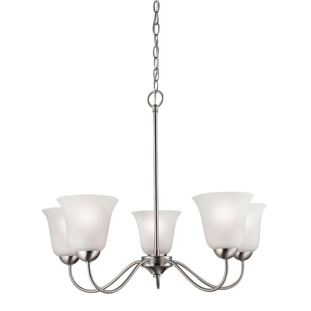 Atlas Conway 26'' Wide 5-Light Chandelier - Elegant Brushed Nickel Fixture with Opaque Glass Shades CL11135-NK