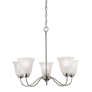 Atlas Conway 26'' Wide 5-Light Chandelier - Elegant Brushed Nickel Fixture with Opaque Glass Shades CL11135-NK