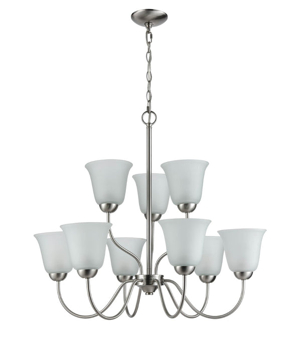Atlas Conway 26'' Wide 9-Light Chandelier - Elegant Brushed Nickel with Curved Glass Shades for Warm Glow CL11136-NK