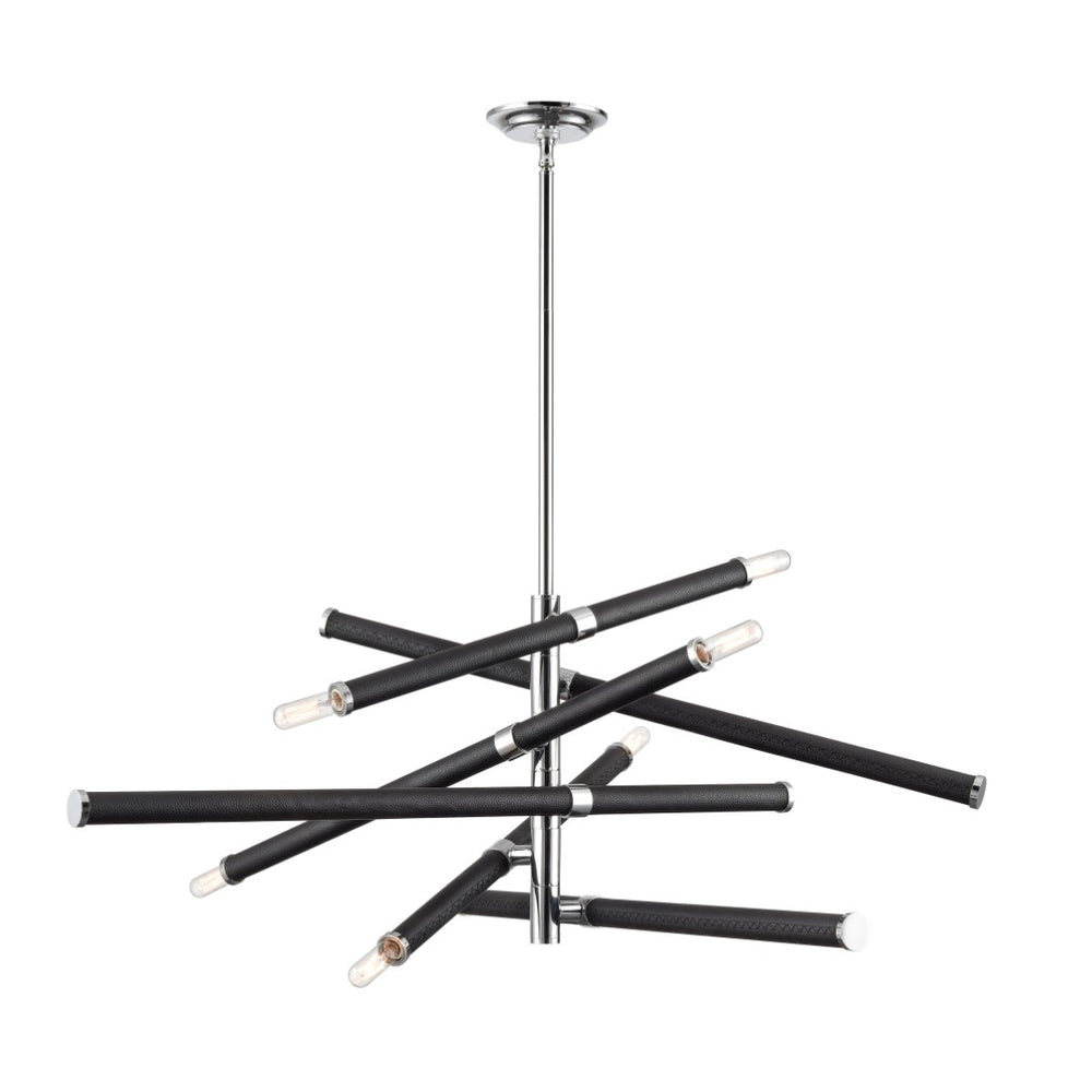 Atlas Crosspiece 39'' Wide 6-Light Chandelier - Matte Black, Adjustable Rods for Modern Living Spaces CL11139-BK