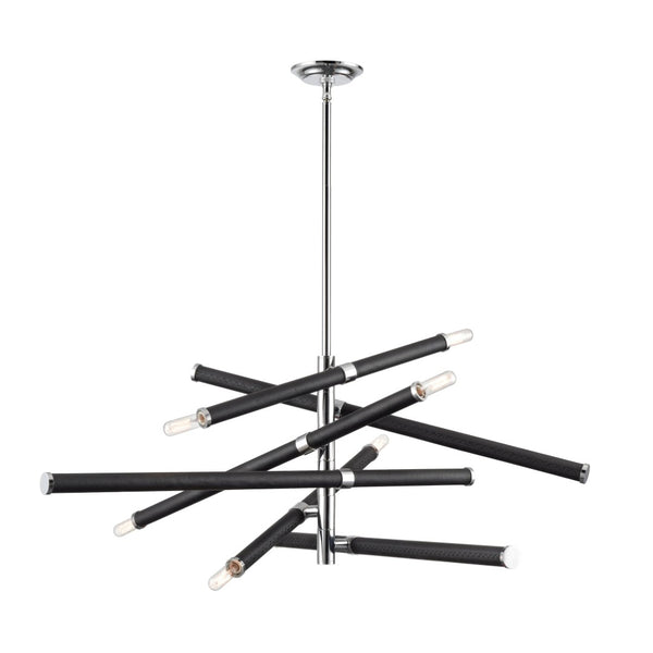 Atlas Crosspiece 39'' Wide 6-Light Chandelier - Matte Black, Adjustable Rods for Modern Living Spaces CL11139-BK