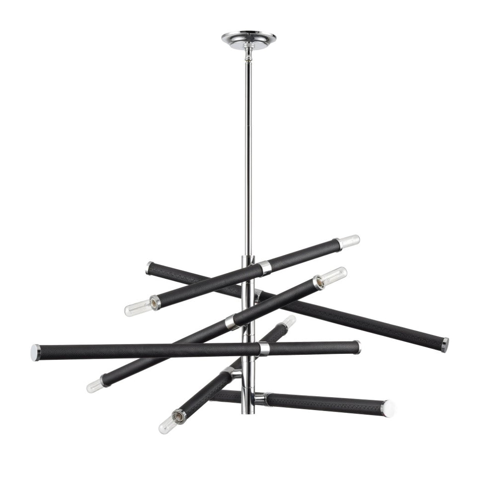 Atlas Crosspiece 39'' Wide 6-Light Chandelier - Matte Black, Adjustable Rods for Modern Living Spaces CL11139-BK