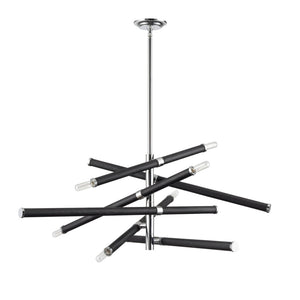 Atlas Crosspiece 39'' Wide 6-Light Chandelier - Matte Black, Adjustable Rods for Modern Living Spaces CL11139-BK