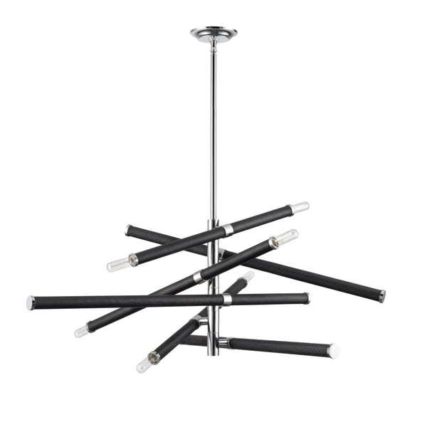 Atlas Crosspiece 39'' Wide 6-Light Chandelier - Matte Black, Adjustable Rods for Modern Living Spaces CL11139-BK