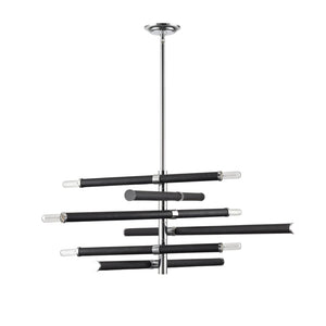 Atlas Crosspiece 39'' Wide 6-Light Chandelier - Matte Black, Adjustable Rods for Modern Living Spaces CL11139-BK